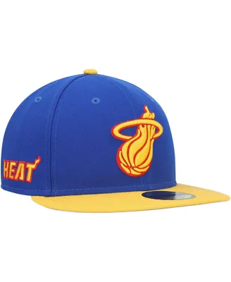 Men's New Era Blue Miami Heat Side Patch 59FIFTY Fitted Hat