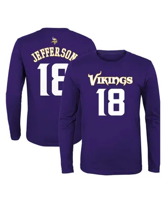 Big Boys Justin Jefferson Purple Minnesota Vikings Mainliner Player Name and Number Long Sleeve T-shirt