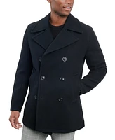 London Fog Men Double-Breasted Wool Blend Peacoat