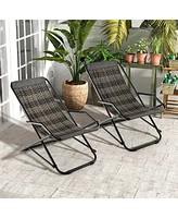 Costway 1 Pc Patio Folding Rattan Sling Chair Rocking Lounge Chaise Armrest Garden Portable