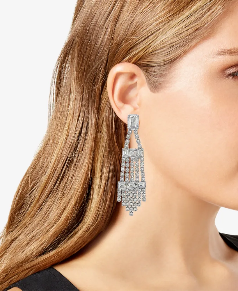 I.n.c. International Concepts Silver-Tone Crystal Chandelier Earrings, Created for Macy's