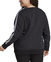 adidas Plus Size 3-Stripes Crewneck Fleece Sweatshirt