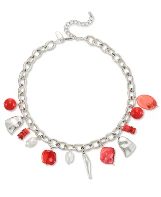 Style & Co Mixed-Metal Beaded Charm Necklace, 17" + 3" extender, Created for Macy's