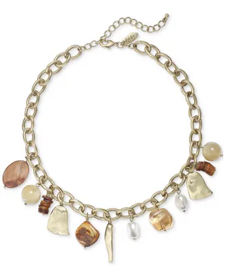 Style & Co Mixed-Metal Beaded Charm Necklace, 17" + 3" extender, Created for Macy's