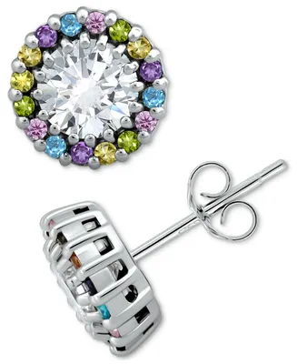 Giani Bernini Cubic Zirconia Multicolor Halo Stud Earrings, Created for Macy's