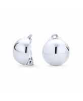 Bling Jewelry Simple Basic Half Round Ball Clip On Earrings For Women Button Style Alloy Clip Sterling Silver .50 Diameter