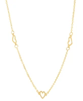 Italian Gold Polished Open Heart Station 18" Collar Necklace in 10k Gold