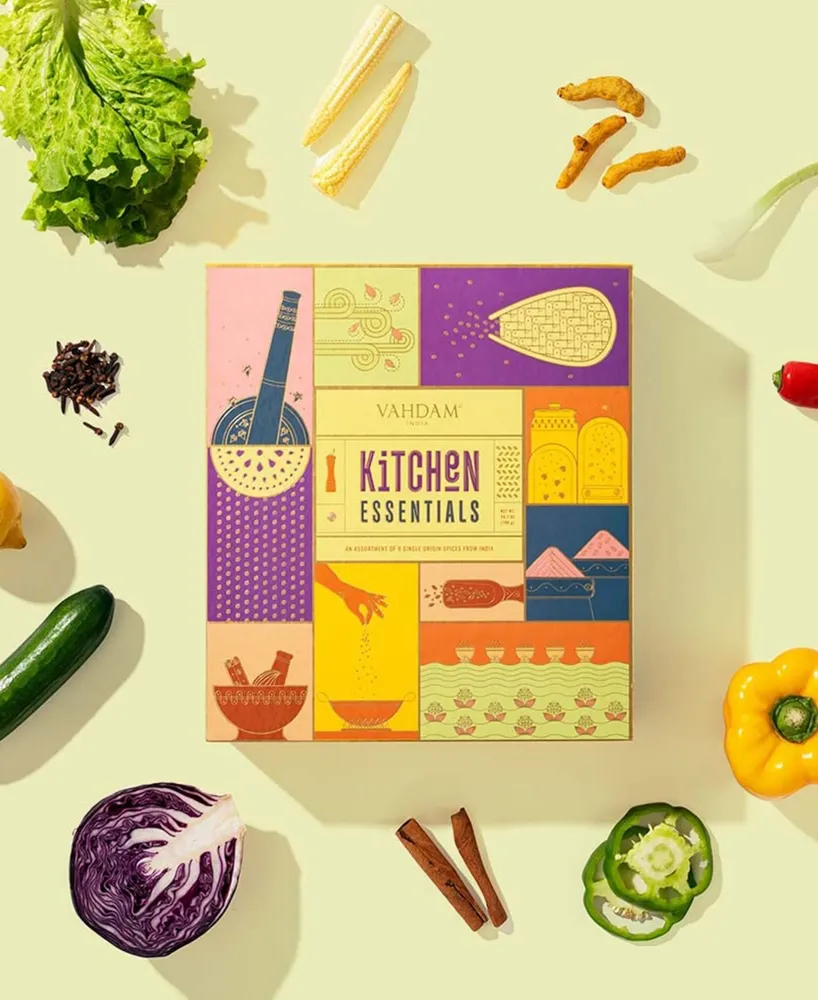 Vahdam Teas Kitchen Spice Essentials Gift Box, 9 Piece