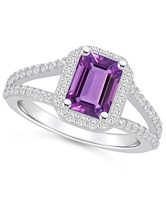 Macy's Amethyst (1-5/8 ct. t.w.) and Diamond (1/2 Halo Ring 14K White Gold