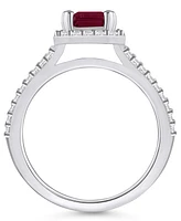 Macy's Garnet (2 ct. t.w.) and Diamond (1/2 Halo Ring 14K Gold