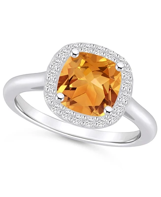 Macy's Citrine (2 ct. t.w.) and Diamond (1/4 Halo Ring 14K Gold