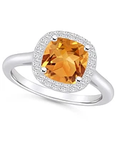 Macy's Citrine (2 ct. t.w.) and Diamond (1/4 Halo Ring 14K Gold