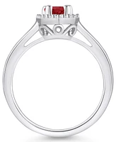 Macy's Garnet (1-1/10 ct. t.w.) and Diamond (1/5 Halo Ring 14K Gold