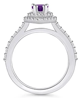 Macy's Amethyst and Diamond Accent Halo Ring 14K Gold