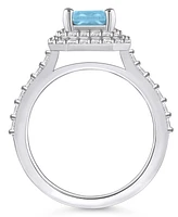 Aquamarine (1-3/8 ct. t.w.) and Diamond Halo Ring