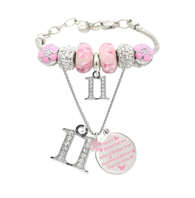 Girls' 11th Birthday Gift Set: Charm Bracelet, Necklace, Party Supplies, and Decorations - Celebrate Turning 11 Years Old with Stylish Jewelry