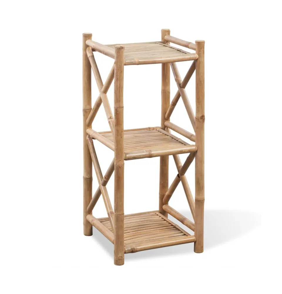 vidaXL 3-Tier Bamboo Shelf Square