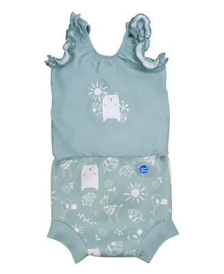 Splash About Baby Girls Happy Nappy Swimsuit with Swim Diaper