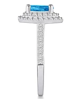 Macy's Blue Topaz and Diamond Accent Halo Ring 14K Gold