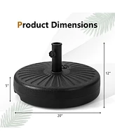 Costway 20'' Patio Fillable Round Umbrella Base Stand Holder Fit Pole 1.5''/1.9'' Outdoor
