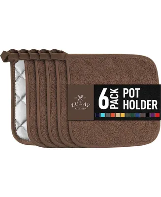 Washable Quilted Terry Cloth Potholder for Cooking and Baking (6 Pack)