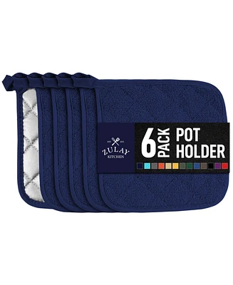 Washable Quilted Terry Cloth Potholder for Cooking and Baking (6 Pack)