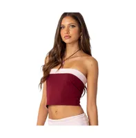 Women's Contrast Fold Over Tube Top