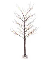 Puleo 4' Pre-Lit Flocked Artificial Twig Tree