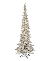 Puleo 6.5' Pre-Lit Flocked Whistler Artificial Pine Tree