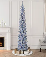 Puleo 7' Pre-Lit Flocked Artificial Alpine Pencil Tree