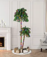 Puleo 6FT Pre-Lit Light Double Trunk Artificial Palm Tree