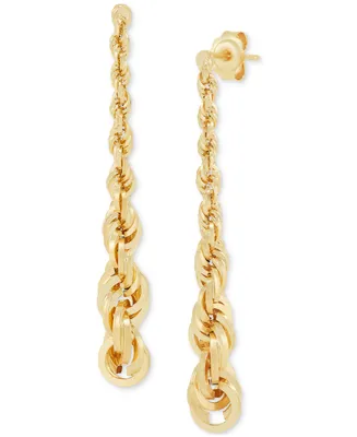 Graduated Rope Linear Earrings in 14k Gold, 1 1/2 inch