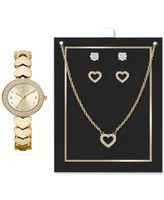 Jessica Carlyle Women's Heart-Link Bracelet Watch 28mm Jewelry Gift Set