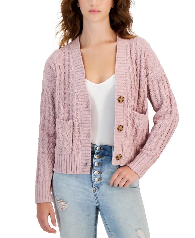Pink Rose Juniors' Front Pocket Cardigan Sweater