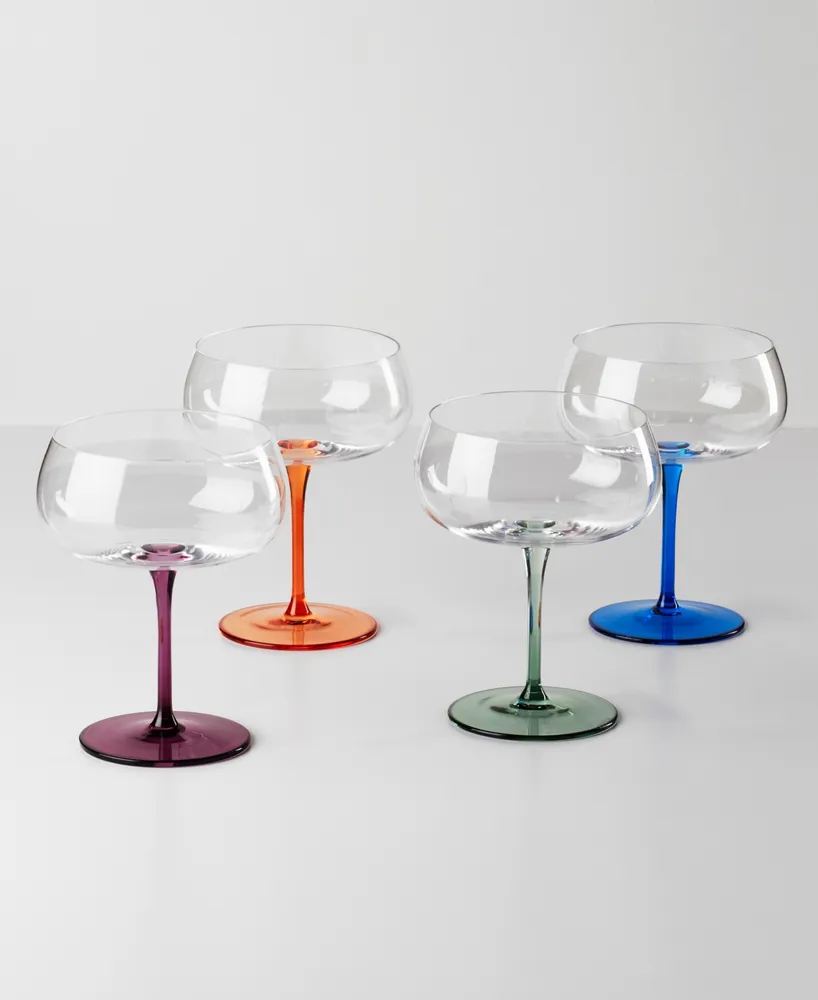 Oneida Bottoms Up Color Bottom Cocktail Glasses, Set of 4