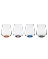 Oneida Bottoms Up Color Bottom Stemless Wine Glasses, Set of 4