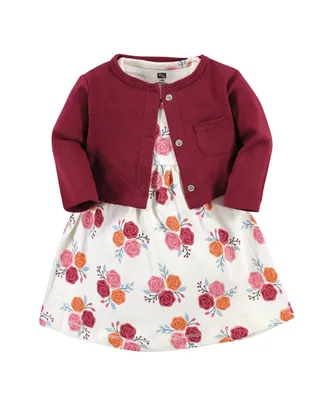 Hudson Baby Toddler Girls Cotton Dress and Cardigan 2pc Set