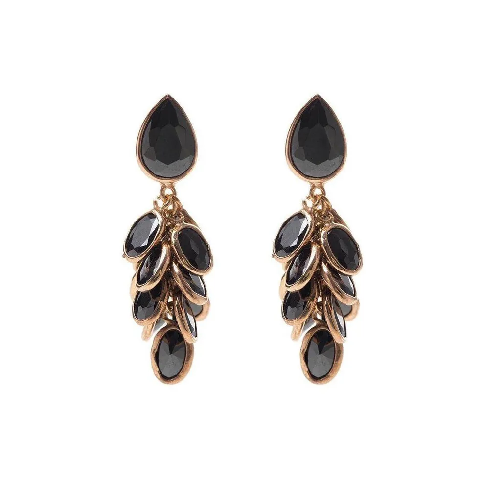 Petite Black And Rose Gold Crystal Drops Earrings