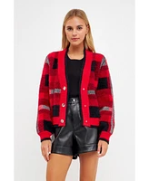 English Factory Women's Check Cardigan Sweater