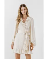 Free the Roses Women's Ruffled Wrap Dress