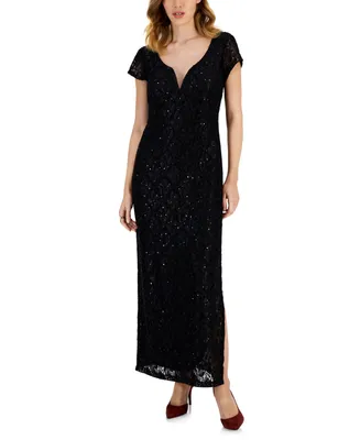 Connected Petite Lace Wired V-Neck Maxi Dress