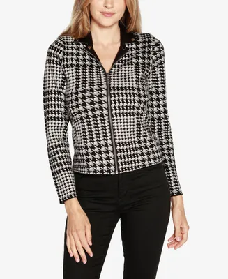 Belldini Black Label Women's Houndstooth Motorcycle Sweater