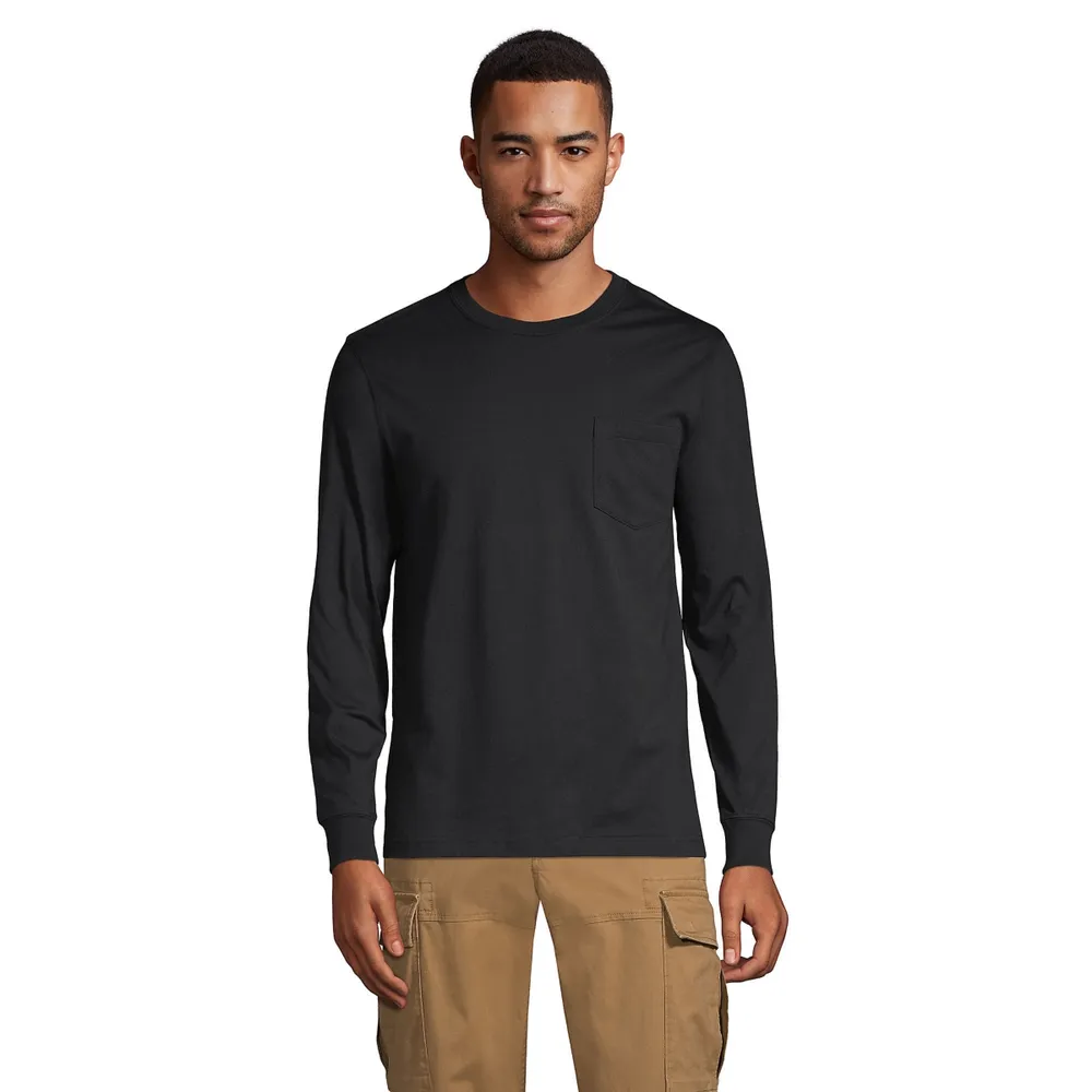 Lands' End Men's Super-t Long Sleeve T-Shirt with Pocket