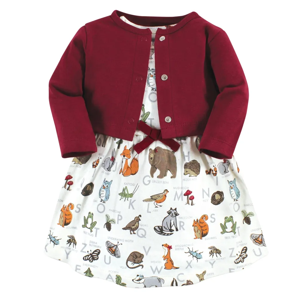 Touched by Nature Toddler Girls Organic Cotton Dress and Cardigan
