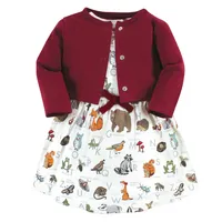 Touched by Nature Toddler Girls Organic Cotton Dress and Cardigan