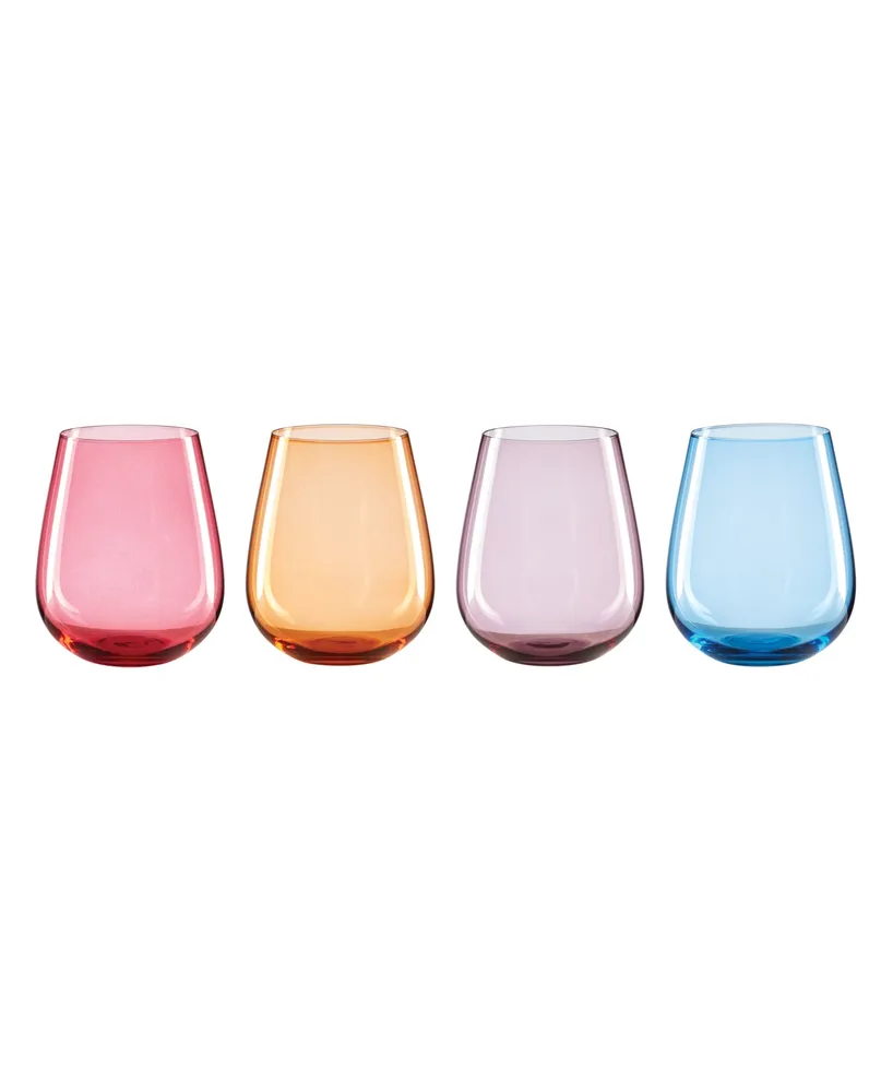 Oneida True Colors Stemless Wine Glasses, Set of 4