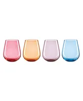 Oneida True Colors Stemless Wine Glasses, Set of 4