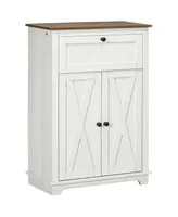 Homcom Farmhouse Storage Cabinet, Sideboard with Drawer and Doors, White