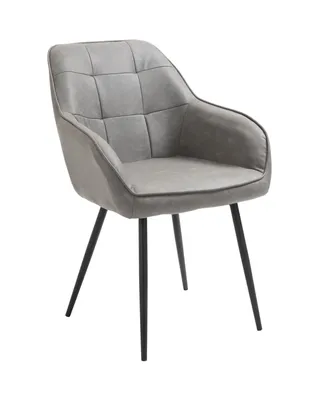 Homcom Modern Style Dining Chair w/ Pu Upholstery & Metal Legs, Grey