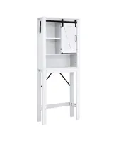 Costway Over the Toilet Bathroom Storage Cabinet with Sliding Barn Door & Adjustable Shelf